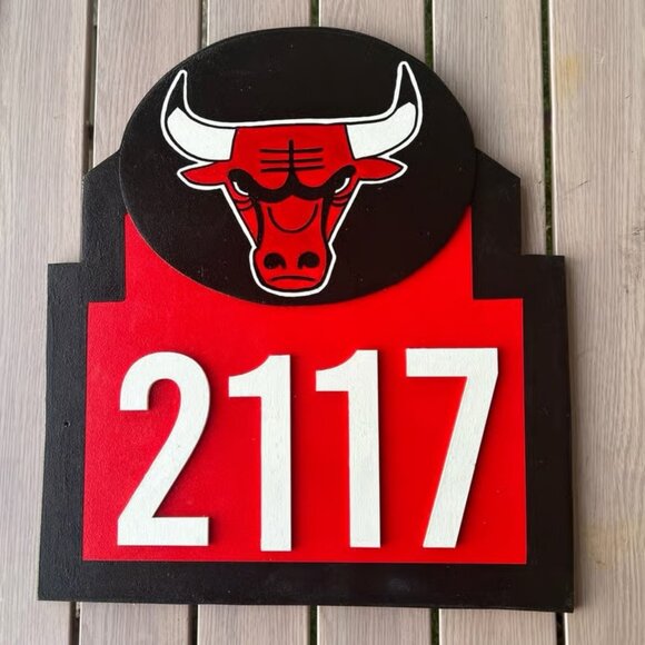 Chicago Bulls Address Sign for your home (with your address) Makes a Great Gift - Picture 2 of 6